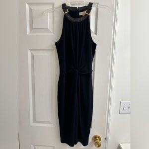 Michael Kors sleeveless navy midi dress